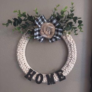 New Handmade Modern Farmhouse "HOME" 10" Wreath